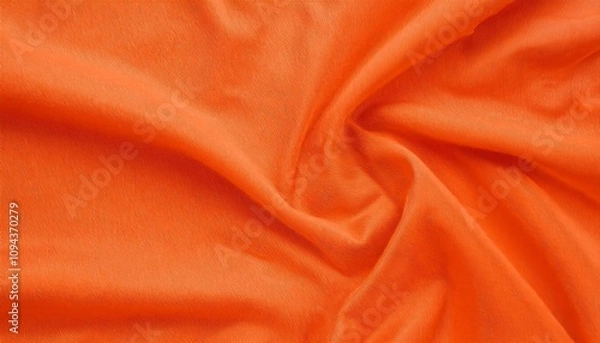 Fototapeta Luxurious backdrop featuring vibrant orange fabric texture with gentle folds and wrinkles
