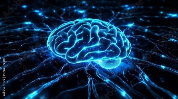 Fototapeta Neural connections explored stunning brain visualization digital art science environment futuristic concept