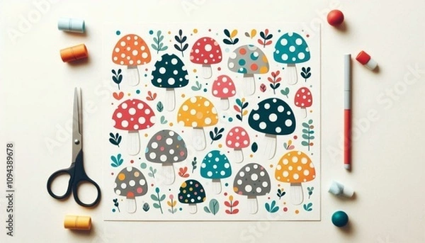 Fototapeta pattern with mushrooms 