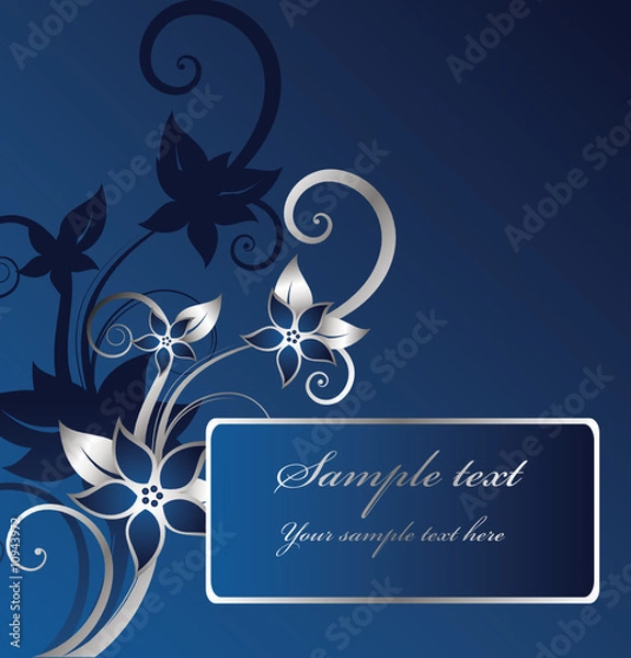 Fototapeta silver floral frame