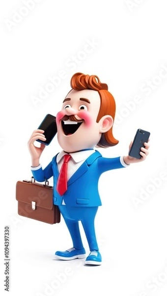 Obraz 3d Businessman Talking on a Smartphone