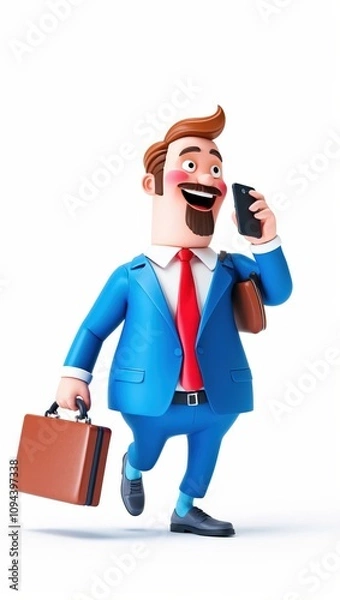 Obraz 3d Businessman Talking on a Smartphone