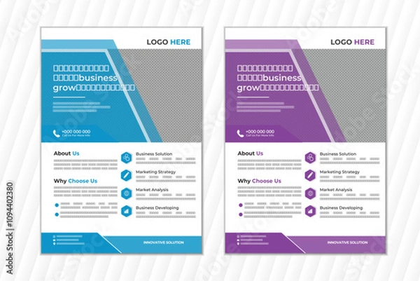 Fototapeta a bundle of 2 templates of a4 flyer template,Creative Corporate & Business Flyer Brochure Template Design, editable vector template design.