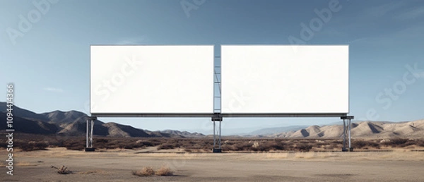 Fototapeta Two blank billboard mock-ups side by side, ready for advertisement or customization, set against a simple background.

