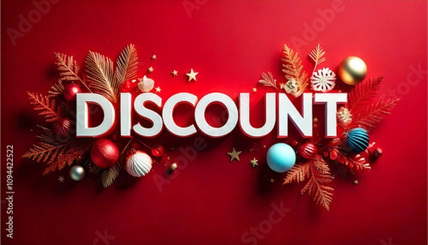 Fototapeta Discount Text on Red Background