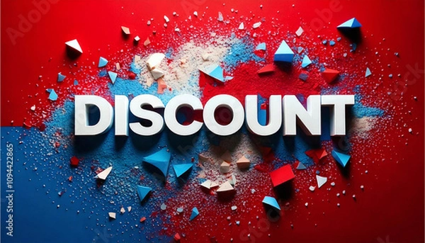 Fototapeta Discount Text on Red Background