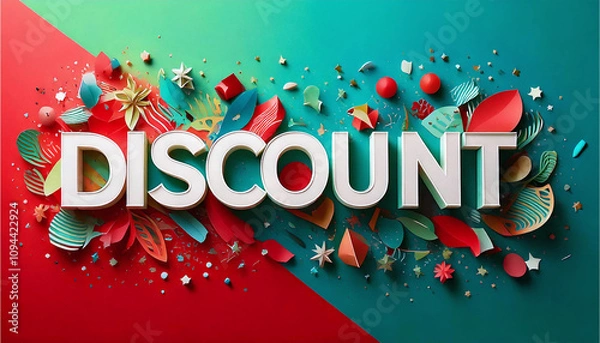Fototapeta Discount Text on Red Background