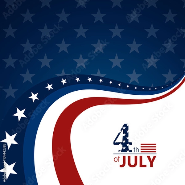 Fototapeta Vector Illustration of a 4th of July Independence Day Background