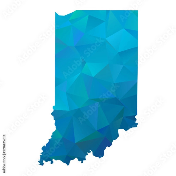 Obraz Map of Indiana - Blue Geometric Rumpled Triangular , Polygonal Design For Your. Vector illustration eps 10.