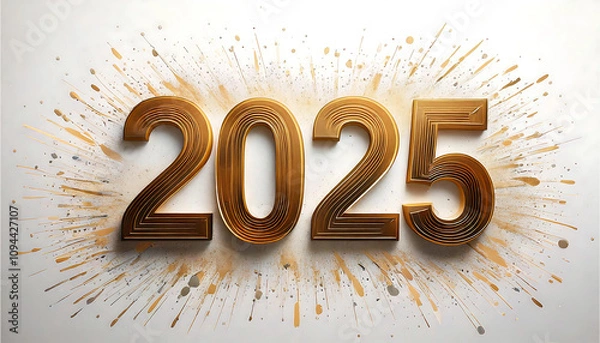 Fototapeta Welcome 2025: Golden New Year