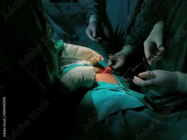 Fototapeta Appendix specimen from appendectomy, after surgery from the doctor.