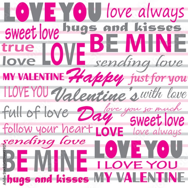 Fototapeta Happy Valentine's day card with lettering design
