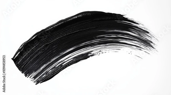 Fototapeta A black mascara brush stroke, drawn realistically, is shown against a white background.  It's a simple design showing the texture of mascara.