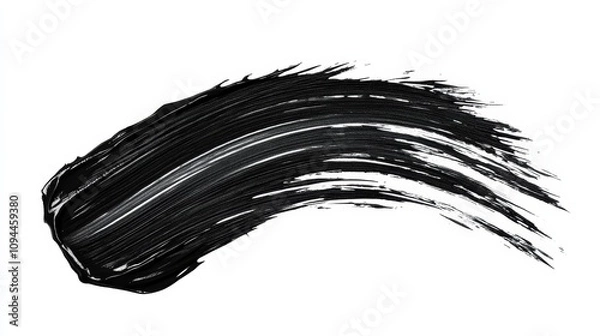 Fototapeta A black mascara brush stroke, drawn realistically, is shown against a white background.  It's a simple design showing the texture of mascara.