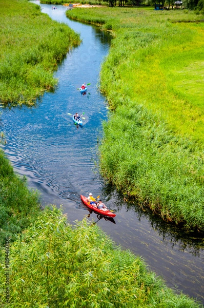 Fototapeta Rafting down the Krutynia river, Warmian-Masurian Voivodeship, Poland