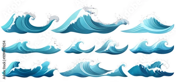 Fototapeta a series of waves with the words blue on the bottom, Sea Wave Clipart Collection