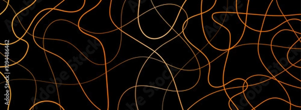 Obraz Random scribble chaotic pattern lines. Decorative random scribble pattern with tangled curved lines. Abstract wavy linear background outlines random chaotic lines vector illustration.