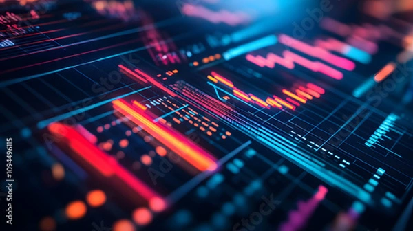 Obraz A visual of interest rate data displayed on a futuristic digital hologram.