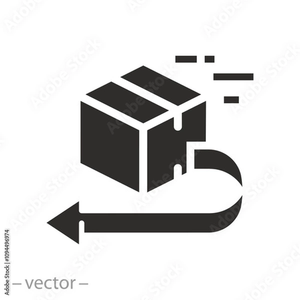 Fototapeta return or replace order icon, exchange product, box goods back away, refund flat vector illustration