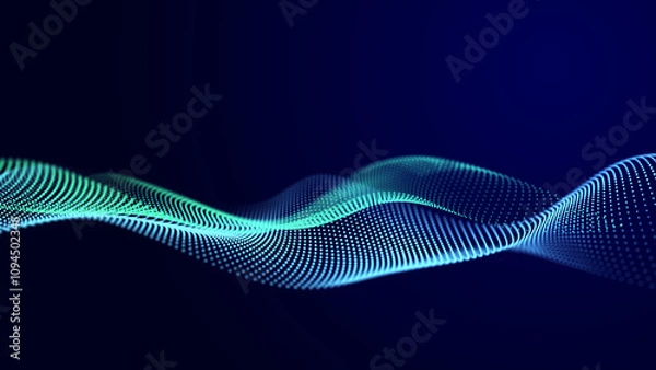 Obraz Digital background with musical glowing particles. Big data visualization. 3d rendering.