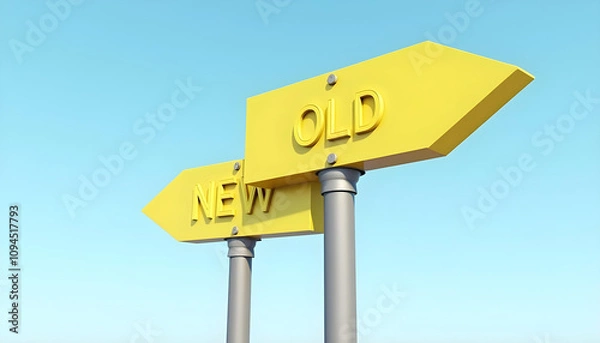 Fototapeta Old vs New, Old or New. An image of a yellow road sign