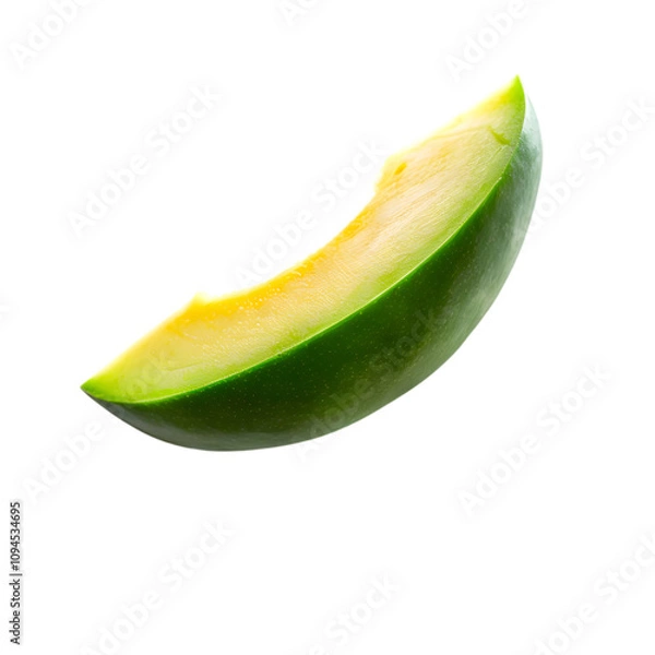 Fototapeta A slice of green mango isolated on white background