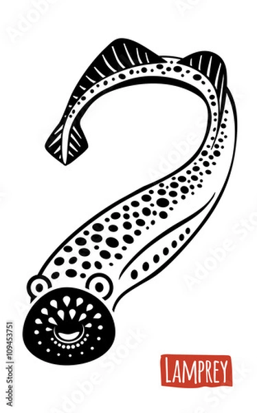 Fototapeta Lamprey, vector cartoon illustration