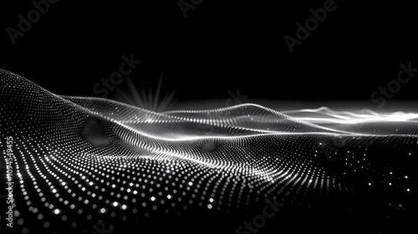 Obraz Digital technology Abstract wave particle illustration poster background