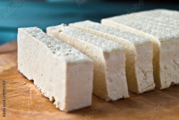 Fototapeta Slices of raw tofu