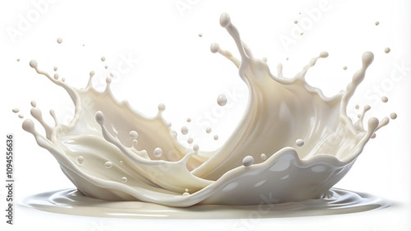 Fototapeta Milk flow, Isolated on White background, Clipping path - 3d Rendering