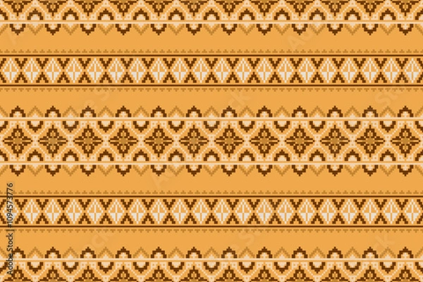 Fototapeta Scraf seamless pattern.Floral cross stitch for background.Aztec style.background vector illustration.Design for texture,fabric,cloting,carpet,knitewar,curtains,wrapping,batik