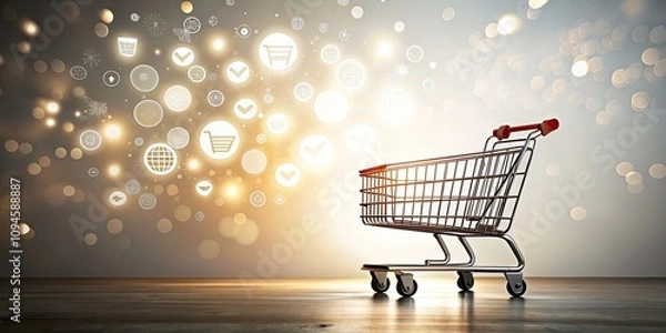 Fototapeta Exploring Consumer Psychology: Shopping Cart Silhouette for Marketing Insights, Behavioral Analysis, and Shopping Trends in Retail Environments