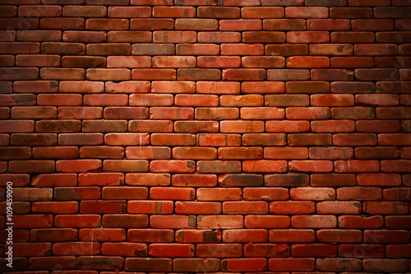 Obraz old grunge Brick wall background textured with vignette