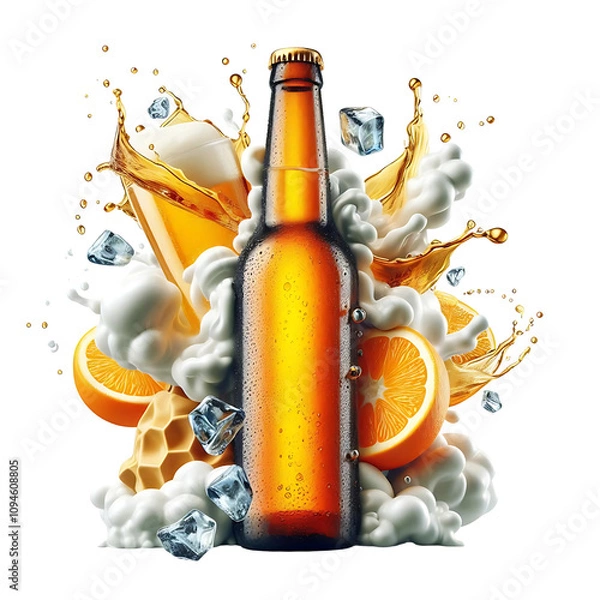 Obraz beer bottle and glass