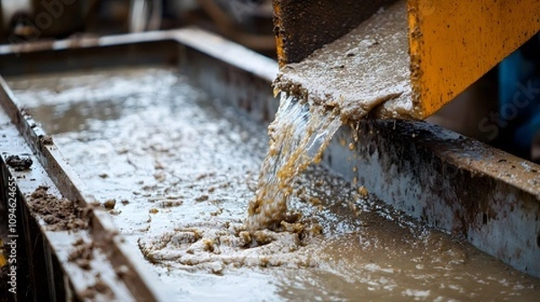 Obraz 74. A close-up of sludge being poured into a dewatering system