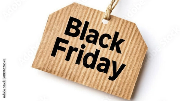 Fototapeta Tag displaying the words Black Friday in bold black letters, symbolizing the excitement and promotions of a major shopping event.