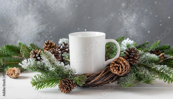 Obraz christmas white mug mockup