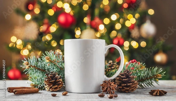 Obraz christmas white mug mockup