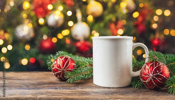 Obraz christmas white mug mockup