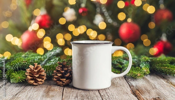 Obraz christmas white mug mockup