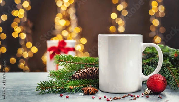 Obraz christmas white mug mockup