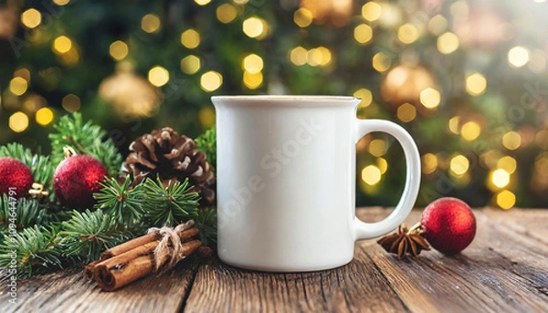 Obraz christmas white mug mockup