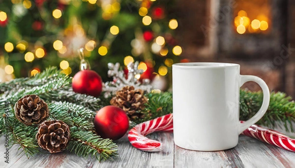 Obraz christmas white mug mockup