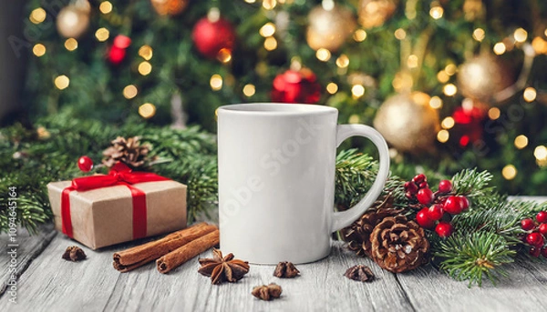 Obraz christmas white mug mockup