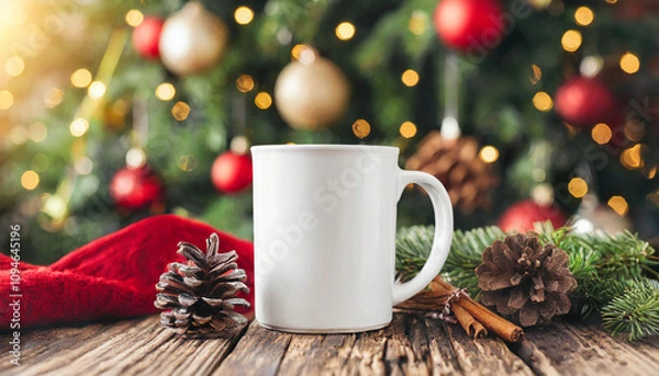 Obraz christmas white mug mockup