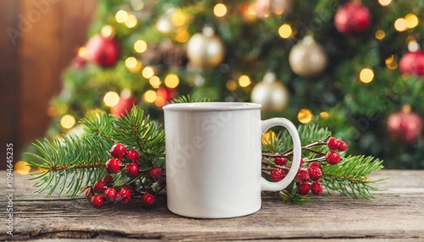 Obraz christmas white mug mockup