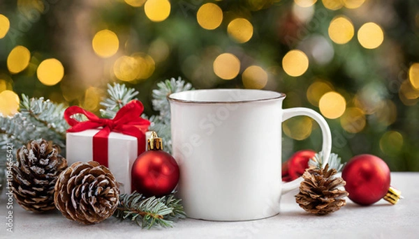 Obraz christmas white mug mockup