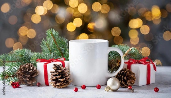 Obraz christmas white mug mockup