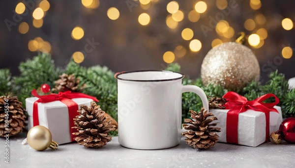 Obraz christmas white mug mockup