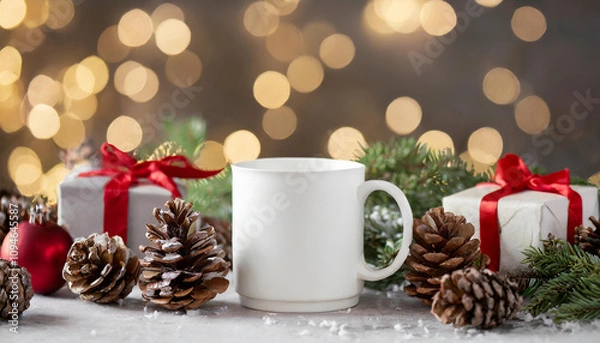 Obraz christmas white mug mockup